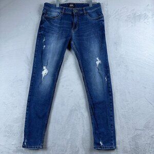 Nuon Rodeo Crop Jeans Distressed Medium Wash Mid Rise Women's Blue Size W34